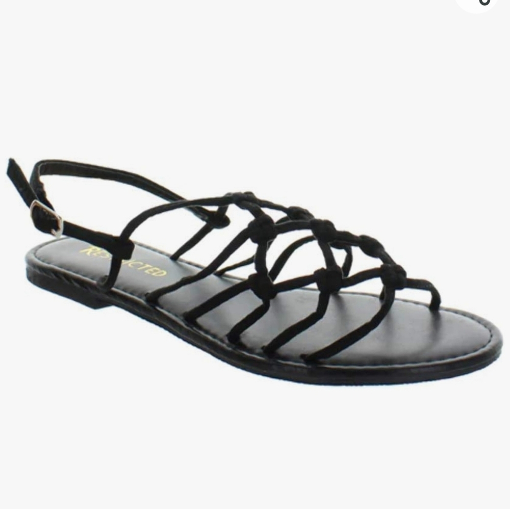 Restricted NEW! Lolita Black Gladiator Knot, Open Toe Flat Sandal. Women's 10M